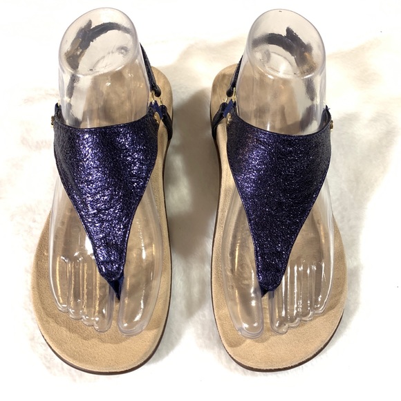 Vionic Shoes Nwob Kirra Blue Metallic Tstrap Sandals Poshmark